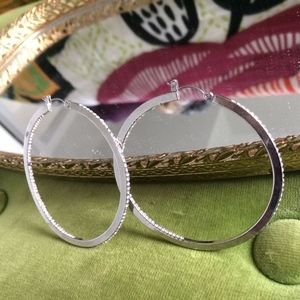Silver rhinestones hoops